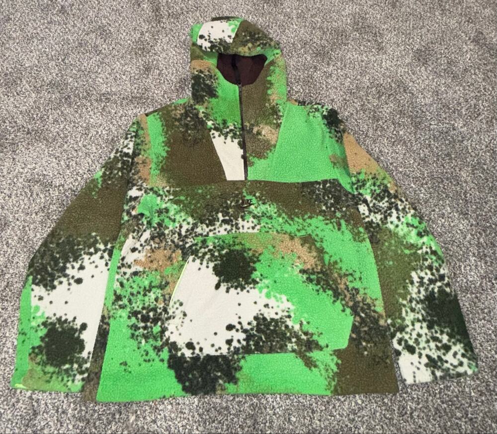 Nike Sportswear Essentials+ Sherpa Half Zip Hoodie Green Men’s M DD5009-362